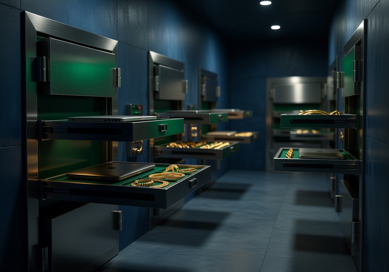 Modern high-security vault interior with secure storage for gold and laptops — professional asset protection.
